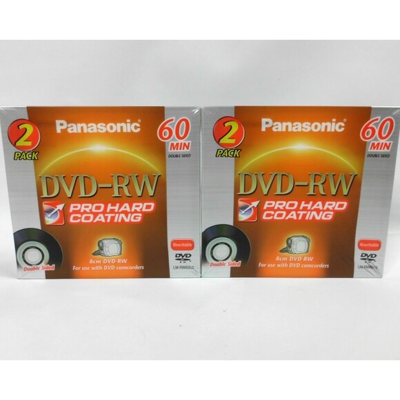 Panasonic DVD-RW 60 Min 2 Pack DVD Camcorder Tape Disc LM-RW60U2 Lot of 2 New - Picture 1 of 3